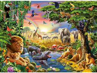 Animals jungle rainbow background sky - a rainbow in the background and a rainbow in the sky free wallpaper