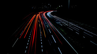 Highway night long exposure futurism - a few car free wallpaper