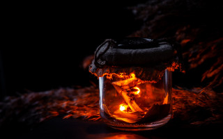 Fire glass jar autumn flame - dry free wallpaper