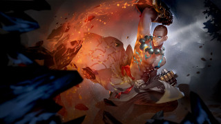 Woman sword fireball darkroom embers - splash art free wallpaper for desktop