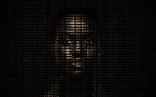 Mans face dark background ascii - strong free wallpaper