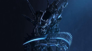 Futuristic alien armor sword night - a large head free wallpaper for desktop