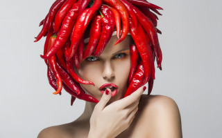 Red chili red hair lips - fashion photography free wallpaper