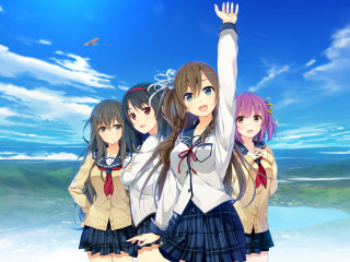 Girls group blue sky ocean - a group of girls free wallpaper