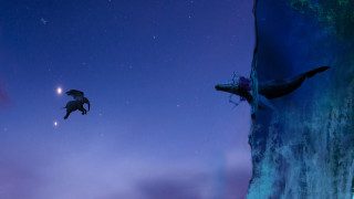 Birds cliff purple sky crescent - cliff childs free wallpaper