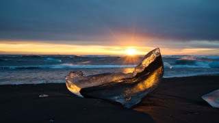 Ice beach sunset waves ecological - ecological art free wallpaper
