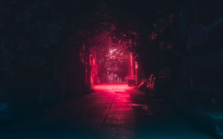 Dark alley red light street - a dark alley free wallpaper