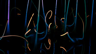 Blue yellow wires dark raytraced - bruce munro free wallpaper