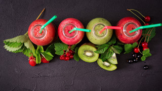 Fruit berries cherries kiwis black - cherry free wallpaper