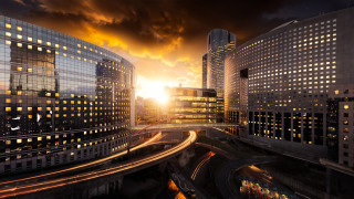 Tokyo sunset destruction cityscape bridge - traffic free wallpaper