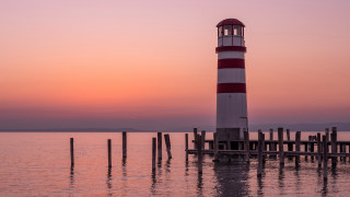 Lighthouse dock sunset water berndfasching - top of a body free wallpaper for desktop
