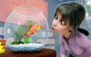 Woman fish bowl table blurry - chen hong free wallpaper
