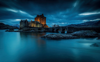 Castle rocky shore gothic bridge - david begbie free wallpaper