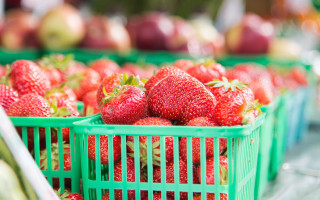 Strawberries basket display case precisionism - strawberry free wallpaper for desktop