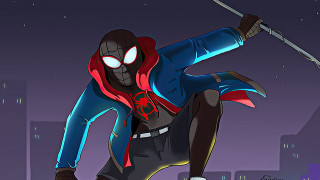 Spiderman sword city night glowing - a spider man free wallpaper