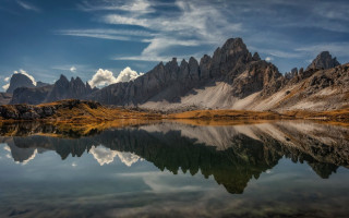 Mountain lake clouds sunset landscape - a lake in the foreground free wallpaper