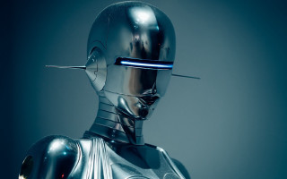 Robot blue light cyberpunk afrofuturism - a robot free wallpaper