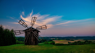 Windmill field sunset clouds blue - a windmill in a field free wallpaper