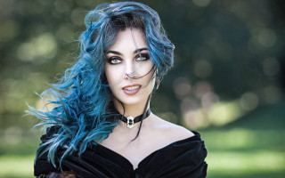 Blue hair black dress gothic 2 - elena guro free wallpaper