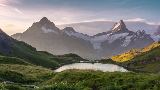 Mountain lake clouds nature forest - a few snow free wallpaper for desktop