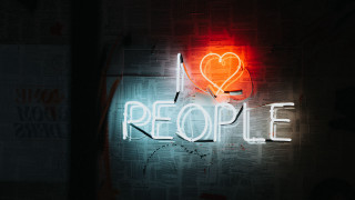 Neon people heart wall newspaper - claire dalby free wallpaper