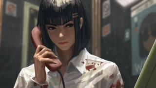 Woman phone man white shirt - chen hong free wallpaper