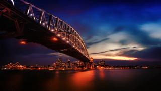 Bridge city night lights australian - a bridge over a body of water free wallpaper