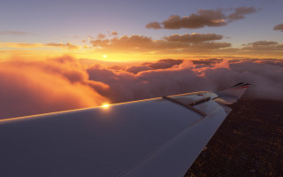 Plane wing sunset clouds volumetric - volumetric lighting free wallpaper