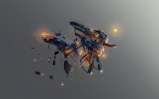 Glowing bird 3d render light - flying free wallpaper