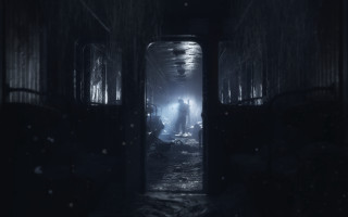Dark hallway standing people rain - the doorway free wallpaper
