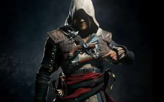 Hooded man weapon armor smoke - outfit holding free wallpaper