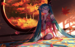 Woman longhair sitting floor painting - a floor next free wallpaper