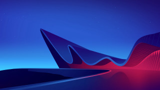 Curved roof building synthwave night - roof free wallpaper
