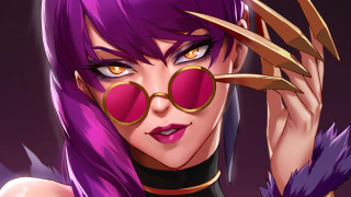 Purple haired woman scorpion glasses - purple hair free wallpaper