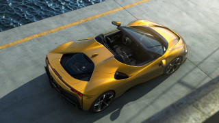 Yellow sports car water road - a yellow line free wallpaper