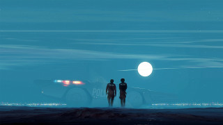 Moonlight planet fireflies starry night - edward hopper and james gilleard free wallpaper
