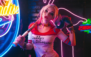 Woman neon signs cosplay blonde - artgerm free wallpaper