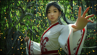 Woman christmas bamboo forest antlers - chen hong free wallpaper