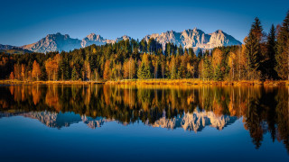 Mountain range reflection lake trees 15 - a lake free wallpaper
