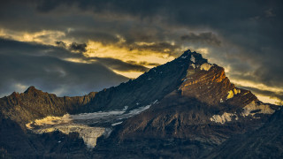 Mountain snow peak cloudy sky 2 - a few cloud above free wallpaper