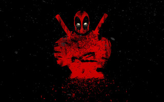 Deadpool red black splatters symbol - digital artwork free wallpaper for desktop