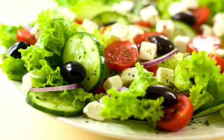 Salad with cucumbers on a - tomato free wallpaper