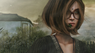 Woman glasses nose ring field - a fog free wallpaper