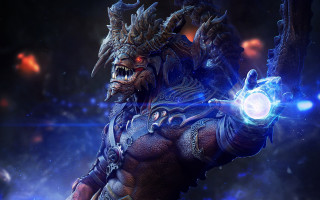 Demonic creature glowing orb night - ball free wallpaper