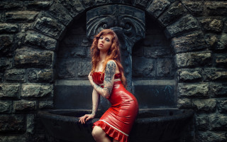 Gothic red dress fountain tattoo - pre free wallpaper