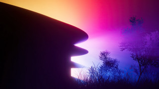 Sunset tree building rainbow volumetric - a picture of a sunset free wallpaper