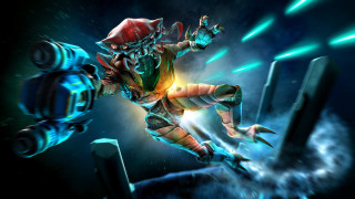 Space suit flying gun earth - his hand and a helmet free wallpaper