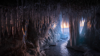 Ice cave river water hanging - a river running free wallpaper