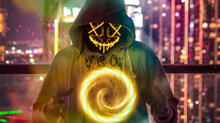 Neon mask neon ring cyberpunk - a neon free wallpaper