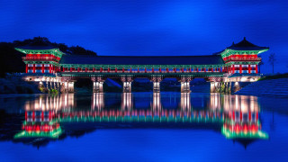 Bridge light reflection cityscape night - choi buk free wallpaper